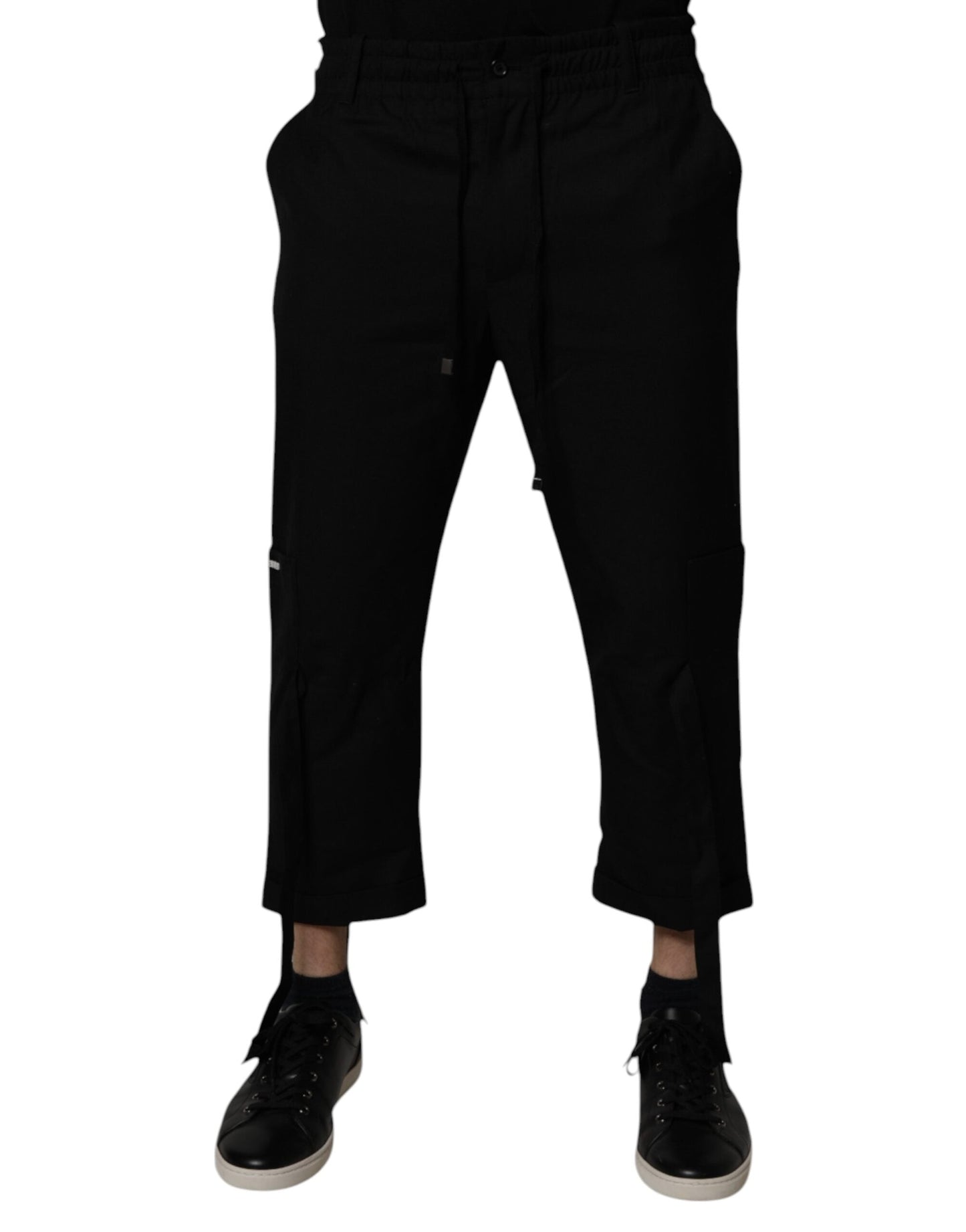 Dolce & Gabbana Black Polyester Men Cropped Pants
