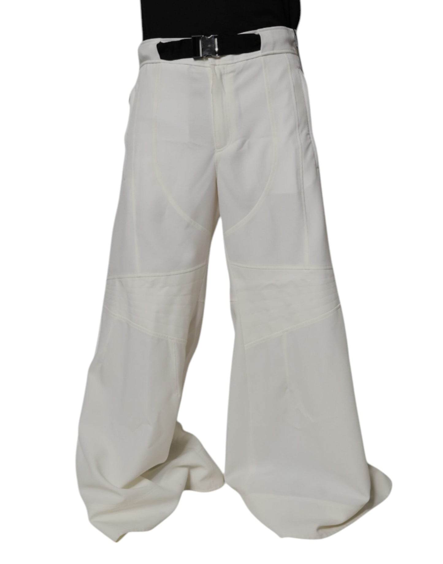 Dolce & Gabbana White Mid Waist Wide Leg Pants