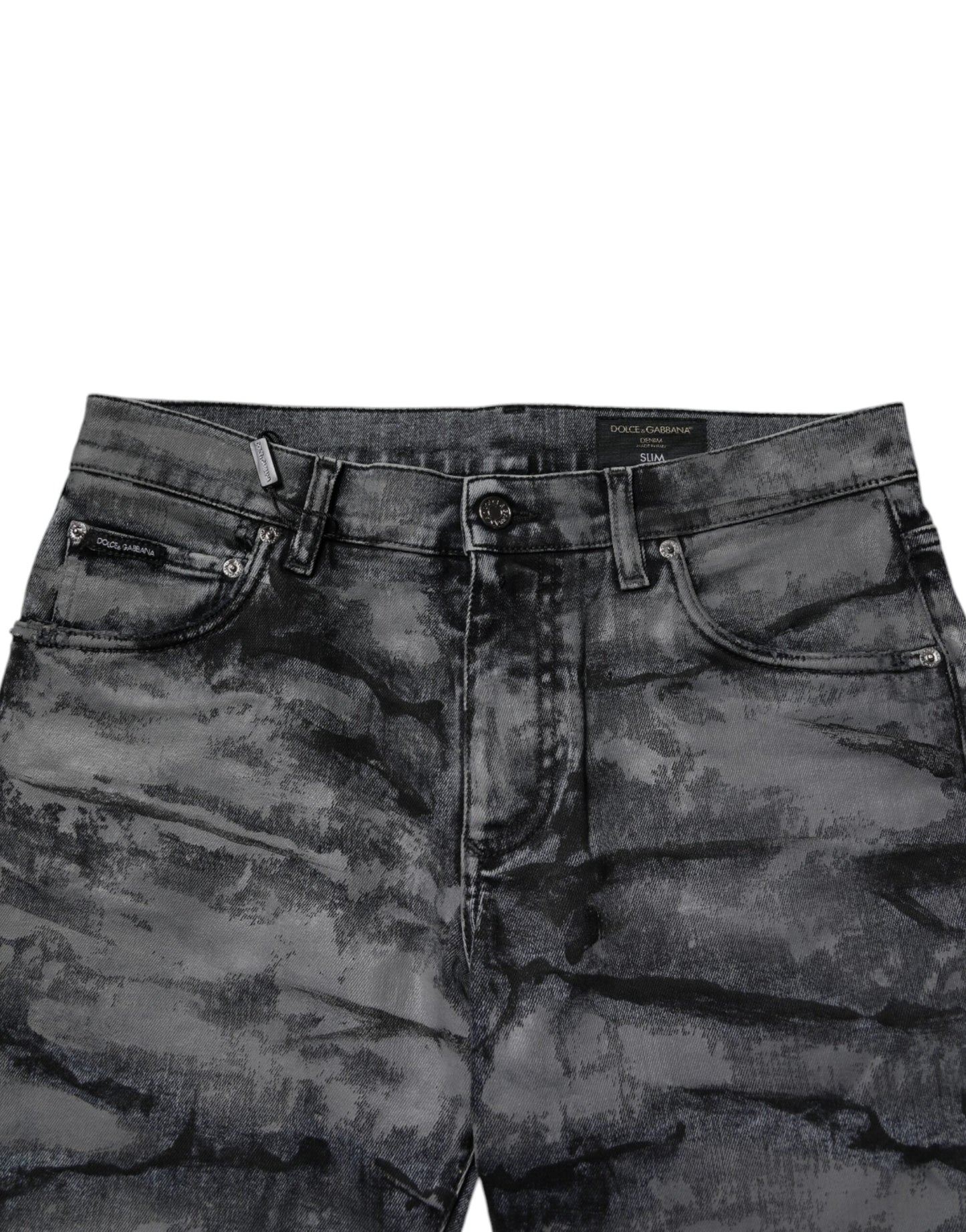 Dolce & Gabbana Gray Tie Dye Cotton Skinny Men Denim Jeans