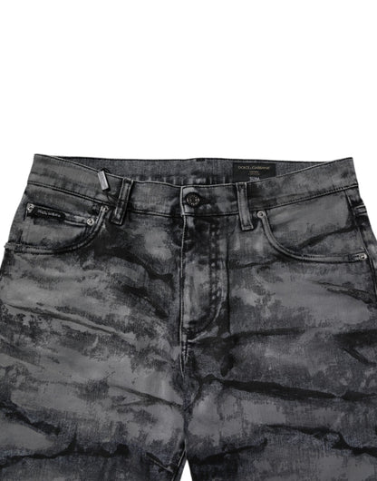 Dolce & Gabbana Gray Tie Dye Cotton Skinny Men Denim Jeans