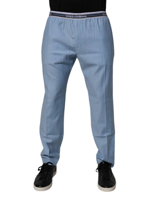 Dolce & Gabbana Blue Cotton Stretch Chino Pants
