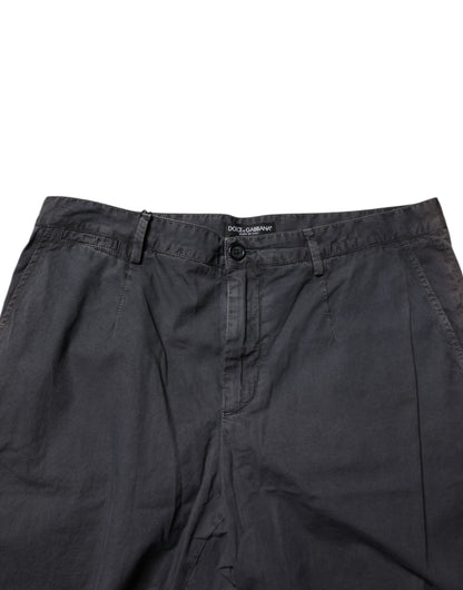 Dolce & Gabbana Dark Gray Cotton Mid Waist Men Bermuda Shorts