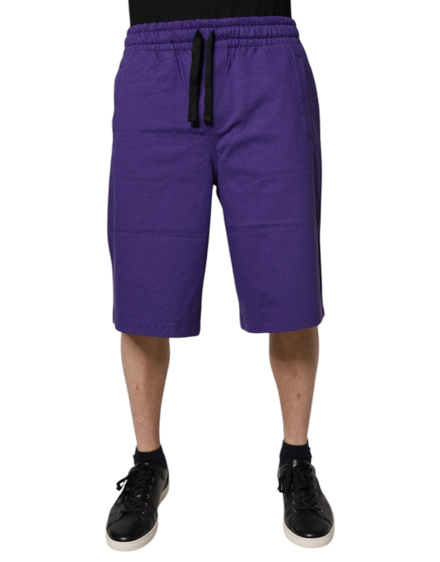 Dolce & Gabbana Purple Cotton Men Bermuda Sweatshorts Shorts