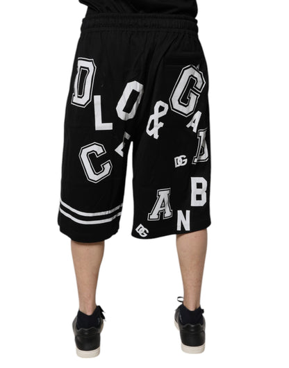 Dolce & Gabbana Black Logo Cotton Bermuda Sweatshorts Shorts