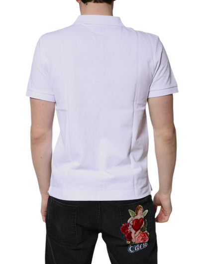 Dolce & Gabbana White Cotton Crown Collared Men Polo T-shirt