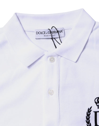 Dolce & Gabbana White Cotton Crown Collared Men Polo T-shirt