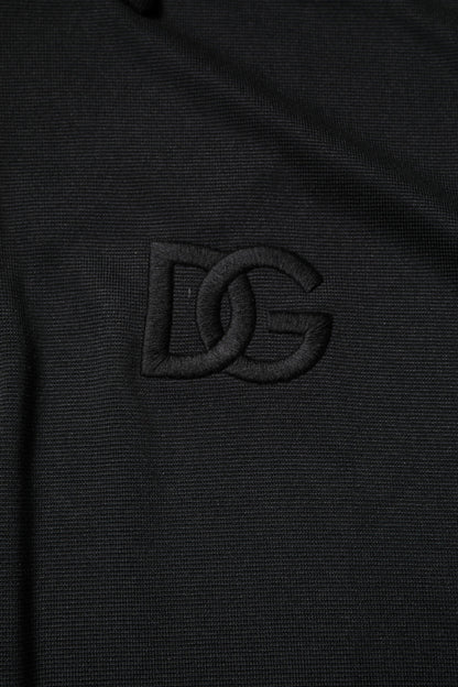 Dolce & Gabbana Black Polyester DG Logo Collared Polo T-shirt