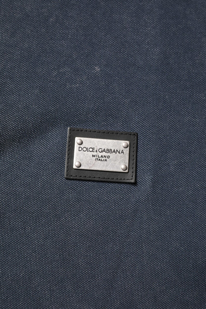 Dolce & Gabbana Dark Blue Logo Plaque Cotton Men Polo Shirt T-shirt