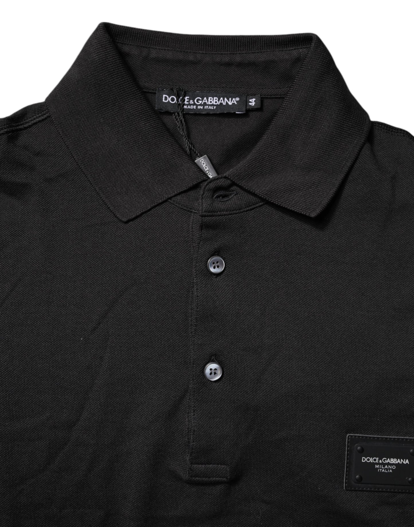 Dolce & Gabbana Dark Gray Logo Plaque Cotton Men Polo Shirt T-shirt