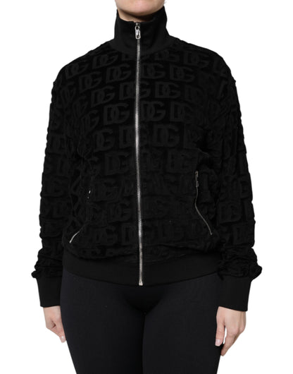 Dolce & Gabbana Black Logo Monogram Full Zip Bomber Jacket