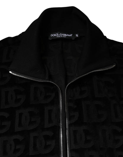 Dolce & Gabbana Black Logo Monogram Full Zip Bomber Jacket