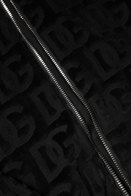 Dolce & Gabbana Black Logo Monogram Full Zip Bomber Jacket