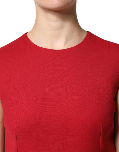 Dolce & Gabbana Red Wool Sleeveless Knee Length A-line Dress