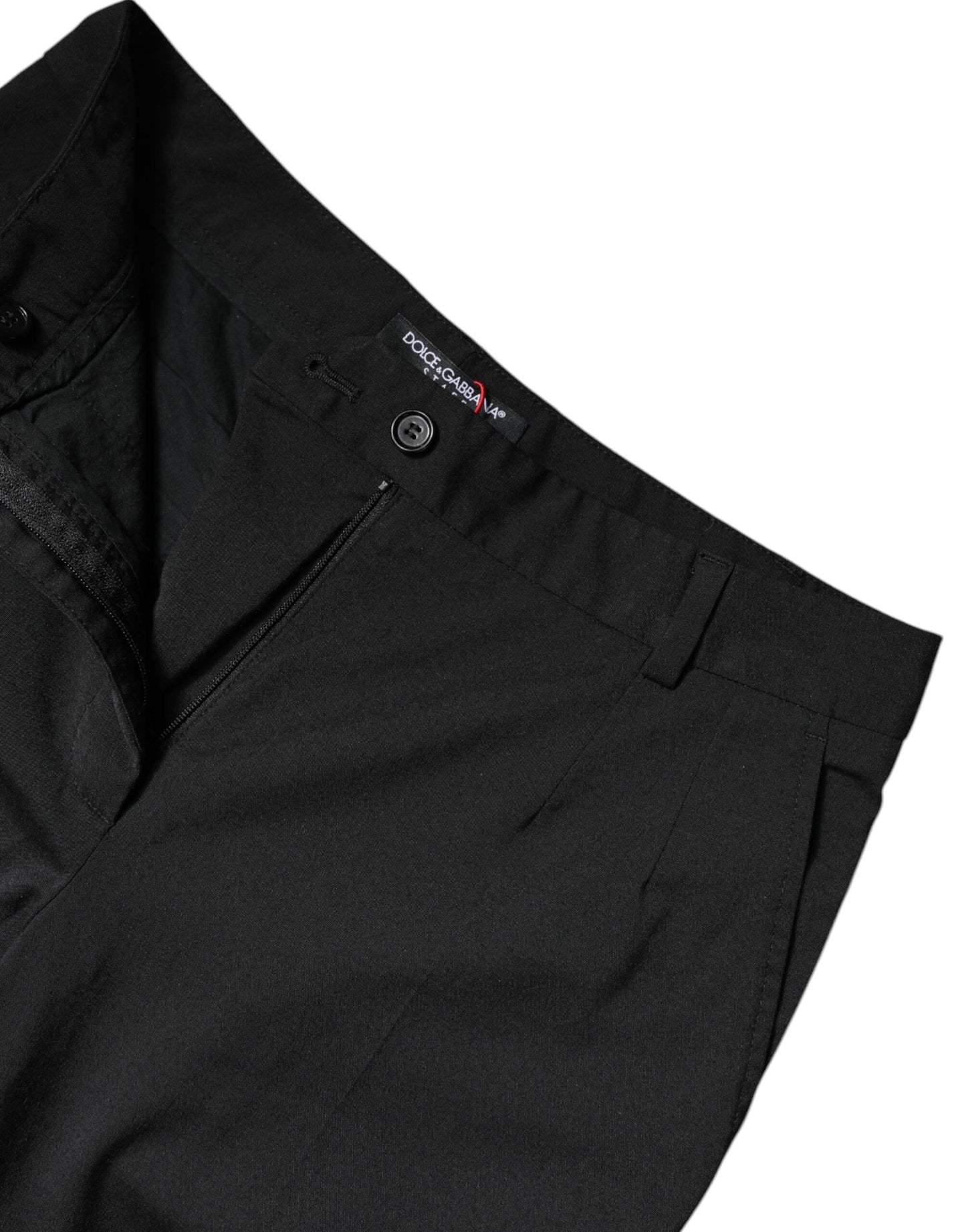 Dolce & Gabbana Black Polyester High Waist Slim Pants