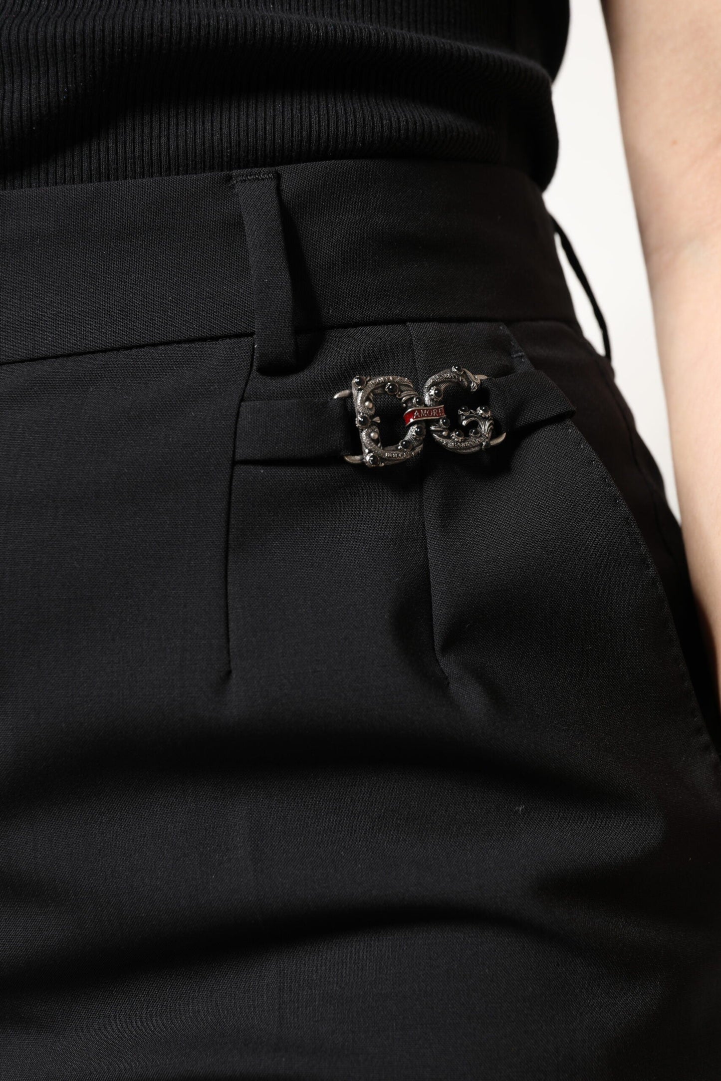 Dolce & Gabbana Black Polyester High Waist Dress Pants