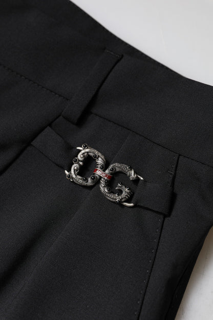 Dolce & Gabbana Black Polyester High Waist Dress Pants