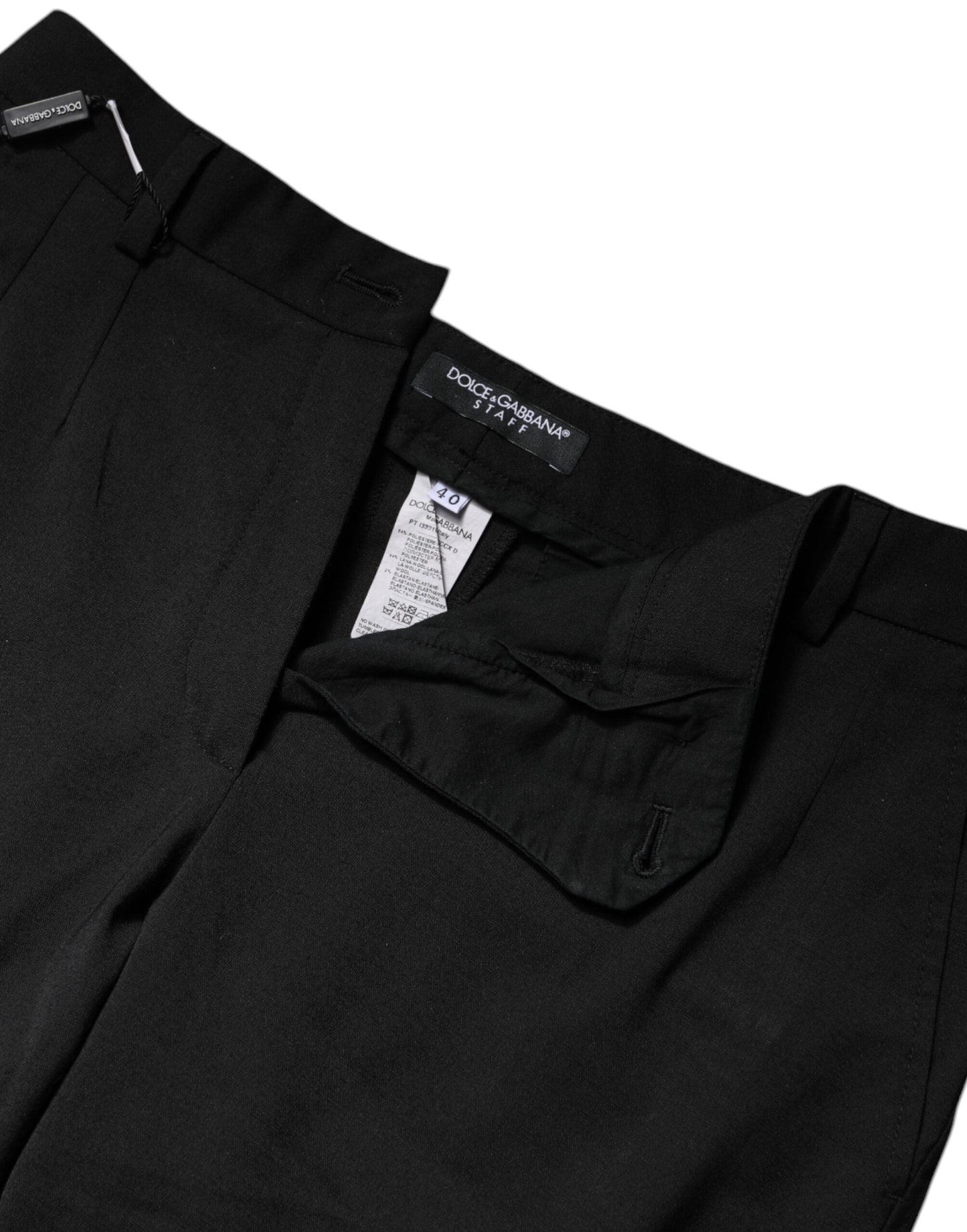 Dolce & Gabbana Black Polyester High Waist Slim Pants