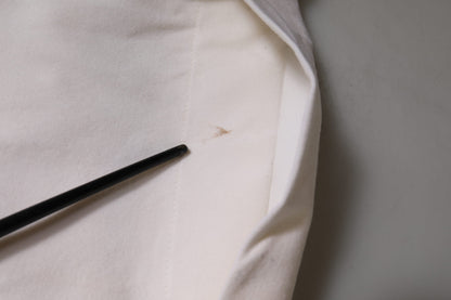 Dolce & Gabbana White Wool Mid Waist Wide Leg Pants