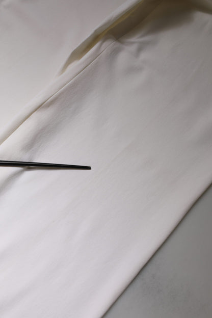 Dolce & Gabbana White Wool Mid Waist Wide Leg Pants