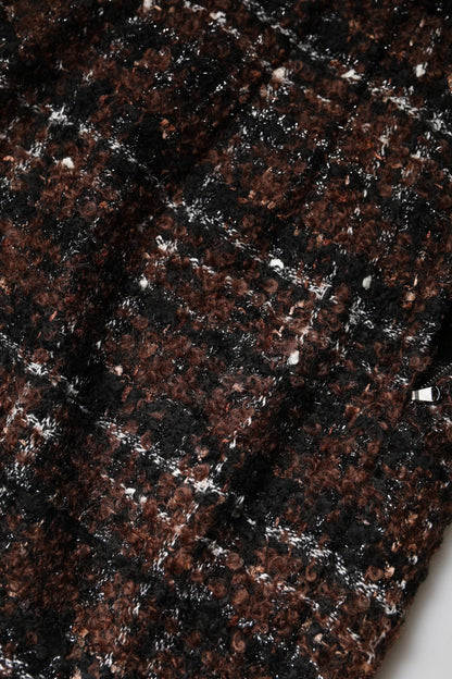 Dolce & Gabbana Multicolor High Waist Tartan Tweed Pencil Cut Skirt