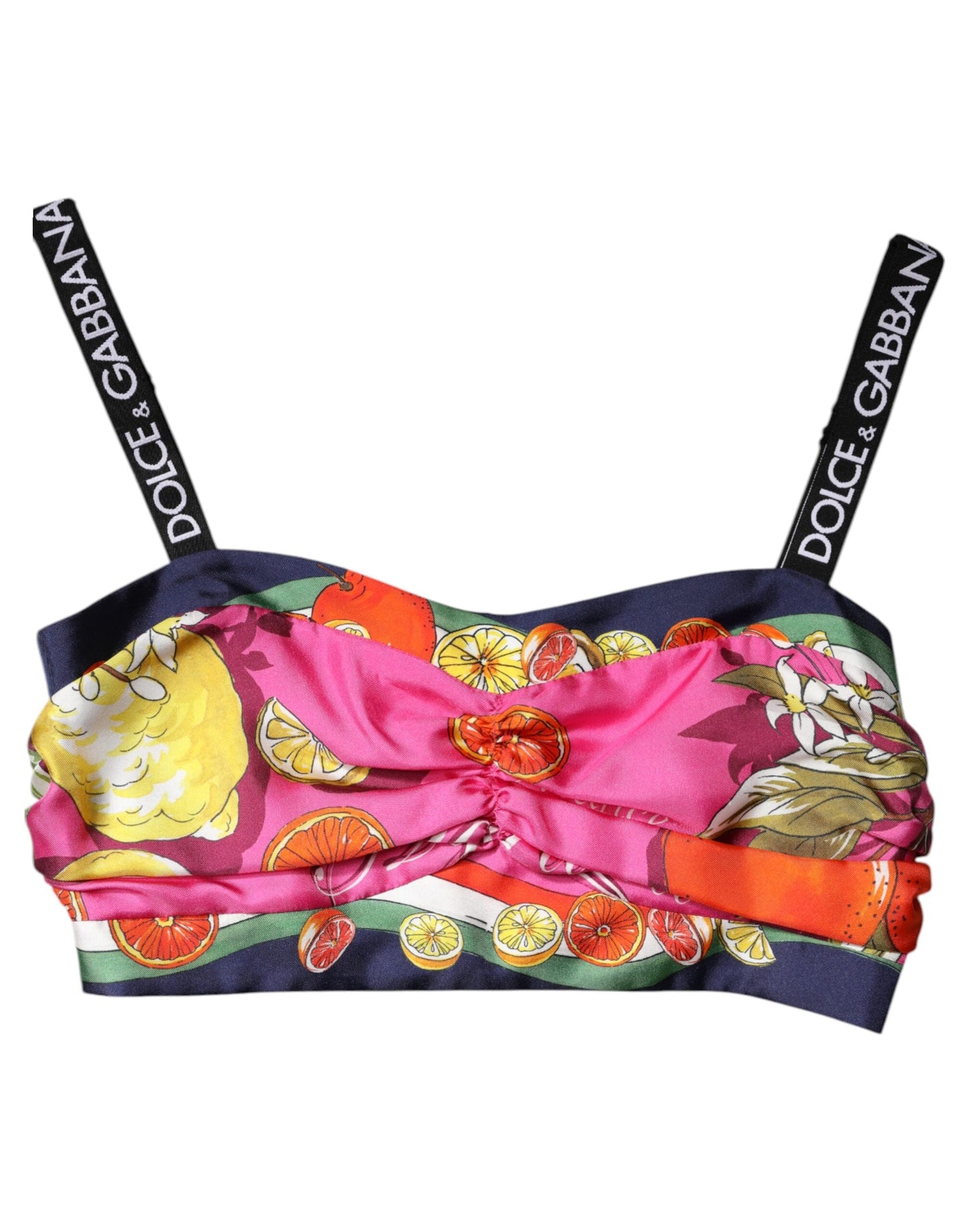 Dolce & Gabbana Multicolor Floral Sleeveless Bustier Cropped Top
