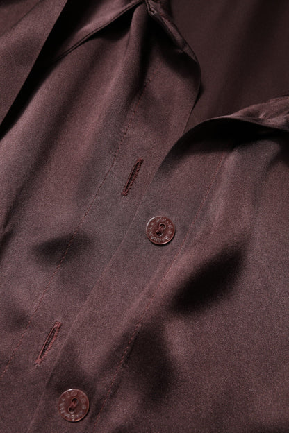 Dolce & Gabbana Brown Ascot Collar Long Sleeve Blouse Top