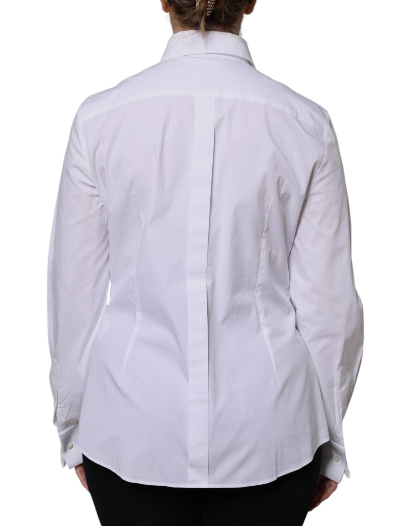 Dolce & Gabbana White Cotton Dress Collared Dress Shirt Top