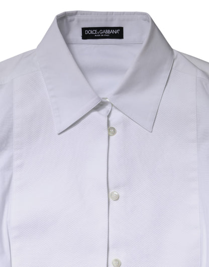 Dolce & Gabbana White Cotton Dress Collared Dress Shirt Top