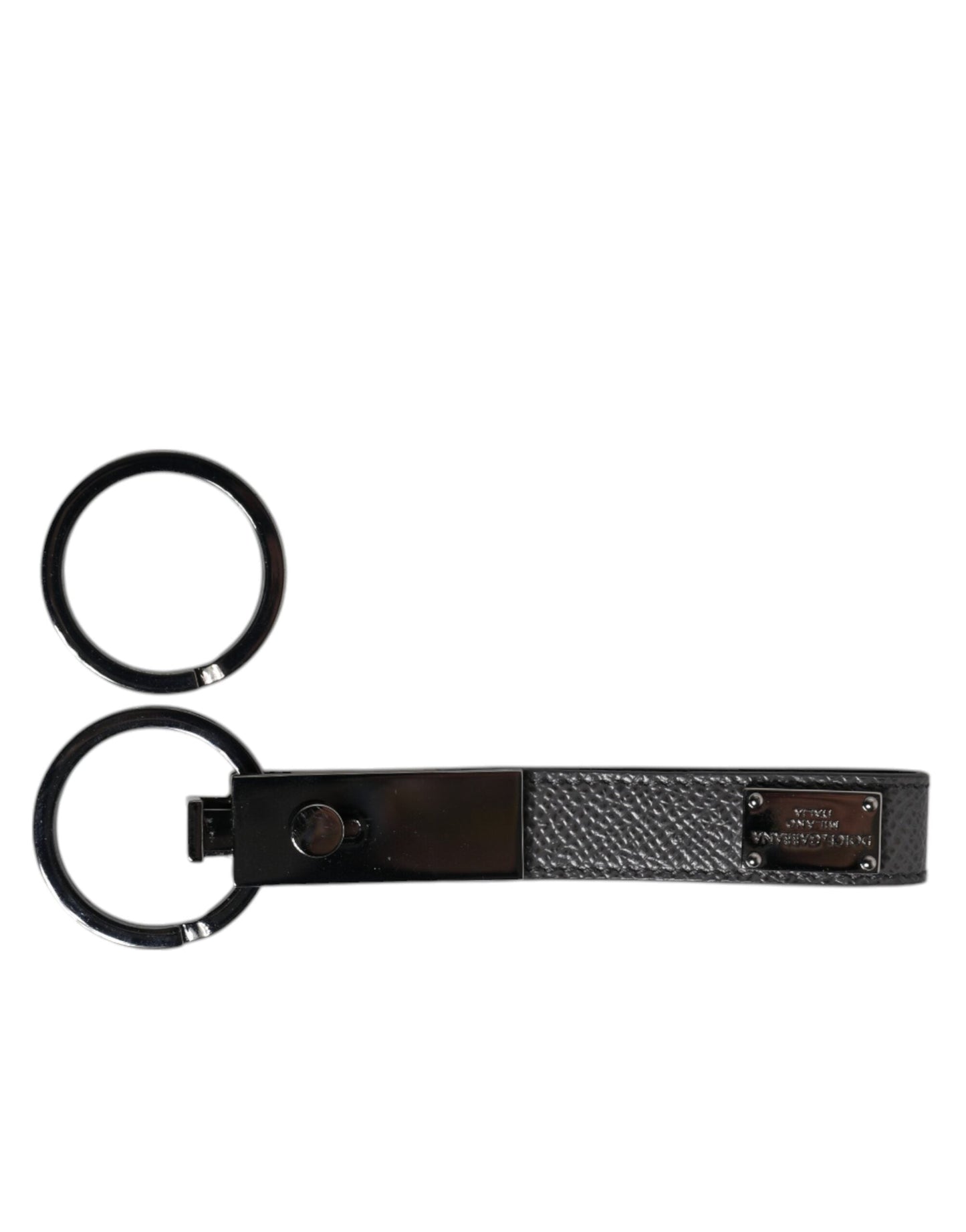 Dolce & Gabbana Brown Leather DG Plaque Double Keyring Holder Keychain