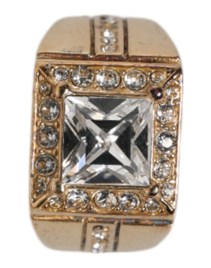 Dolce & Gabbana Gold Tone Sterling Silver 925 Crystals Ring