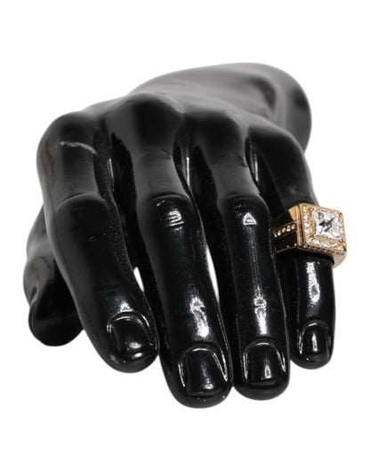 Dolce & Gabbana Gold Tone Sterling Silver 925 Crystals Ring