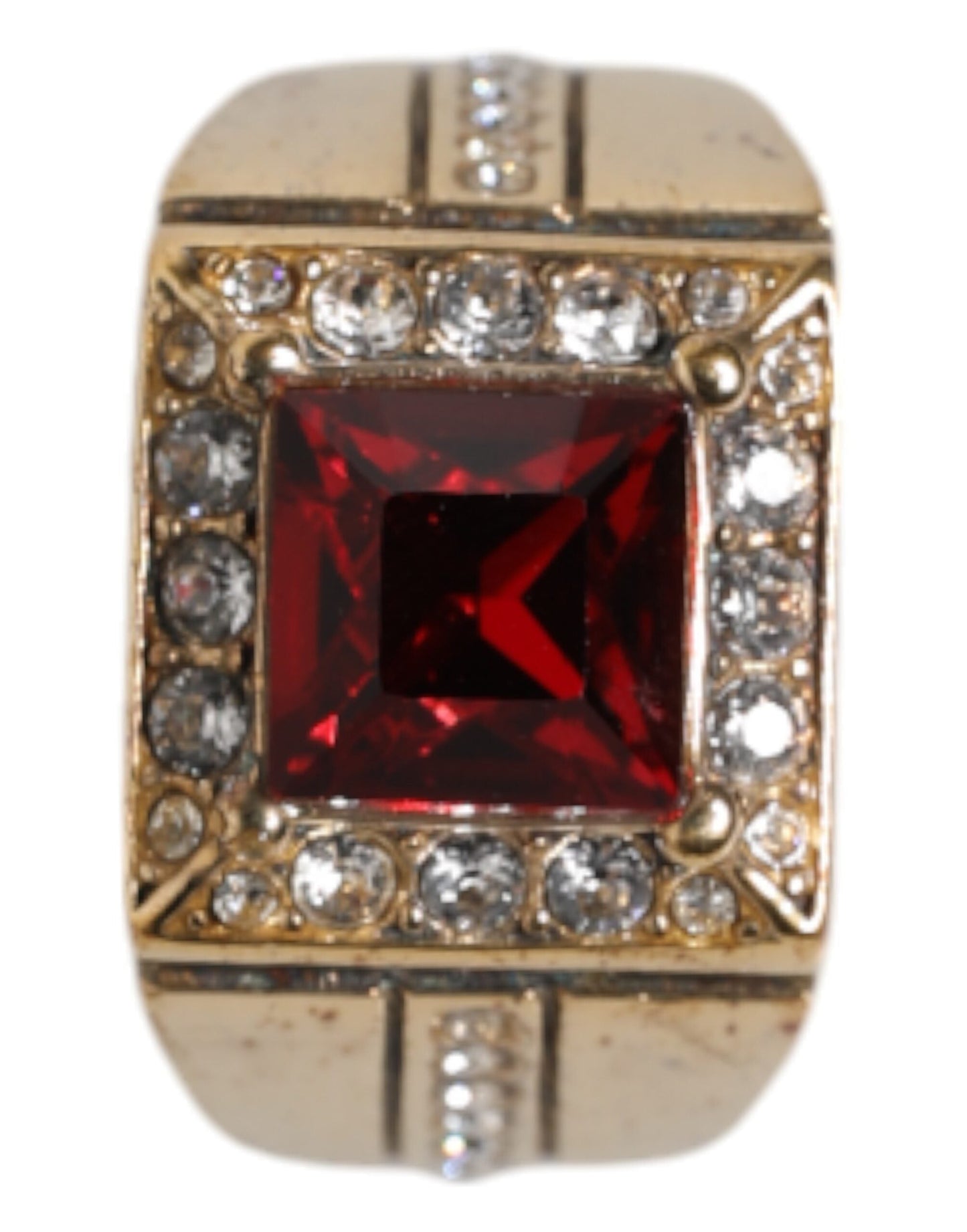 Dolce & Gabbana Gold Tone Sterling Silver 925 Crystals Ring