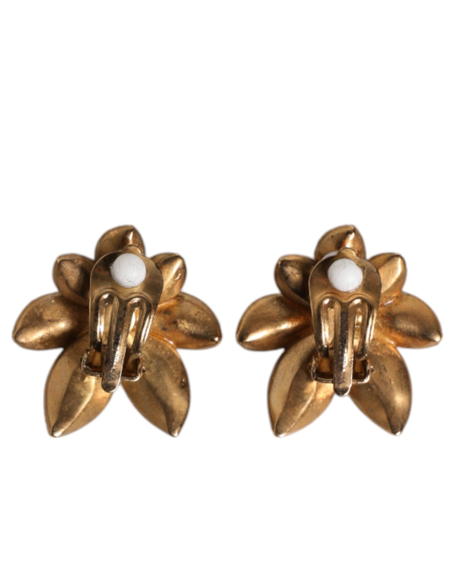 Dolce & Gabbana Gold Brass Purple Flower-Shaped Crystals Clip On Earrings