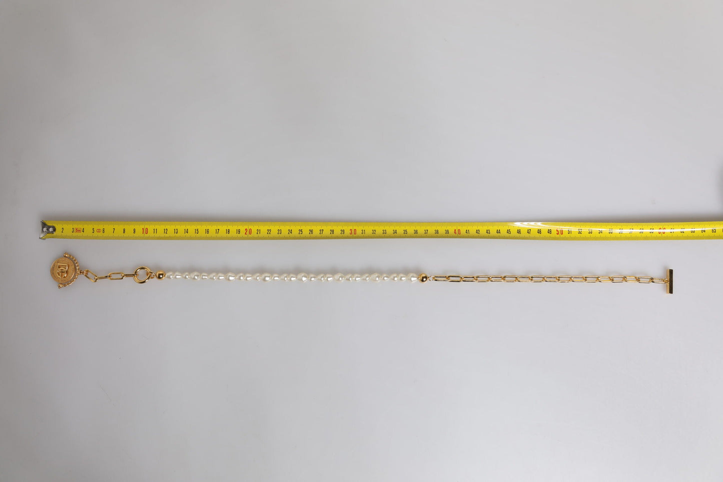 Dolce & Gabbana Gold Chain Brass Faux Pearl Charm Logo Pendant Necklace