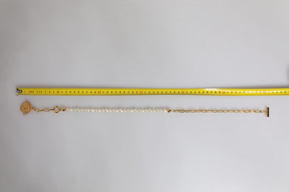 Dolce & Gabbana Gold Chain Brass Faux Pearl Charm Logo Pendant Necklace