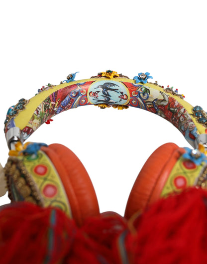 Dolce & Gabbana Multicolor Whimsical Tasseled Crystal Headset Headphones