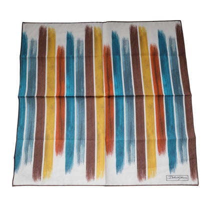 Dolce & Gabbana Multicolor Stripes Cotton Square Foulard Scarf