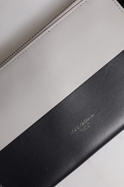 Dolce & Gabbana Black White Leather Logo Embossed Crossbody Bag