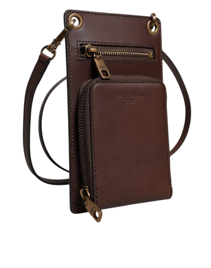 Dolce & Gabbana Brown Leather Neck Strap Cross Body Sling Bag