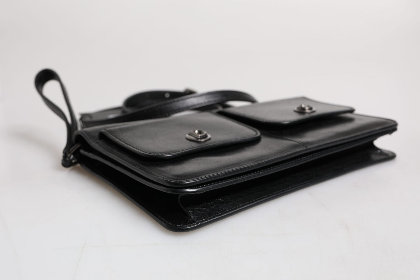 Dolce & Gabbana Black Leather Logo Purse Shoulder Crossbody Bag