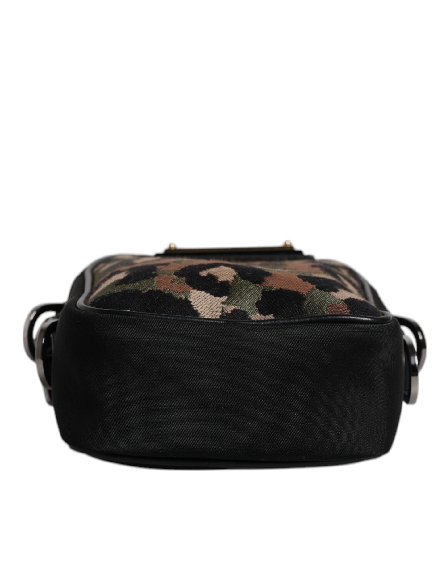 Dolce & Gabbana Multicolor Leopard Jacquard Logo Plaque Neck Strap Bag