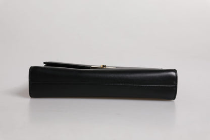 Dolce & Gabbana Black Leather Logo Plaque Document Briefcase Bag