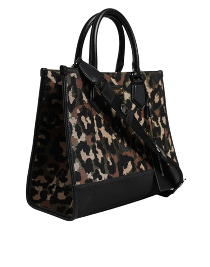 Dolce & Gabbana Multicolor Leopard Shopping Tote Shoulder Bag