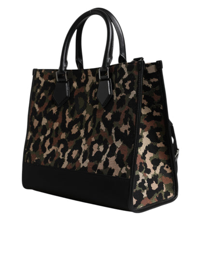 Dolce & Gabbana Multicolor Leopard Shopping Tote Shoulder Bag