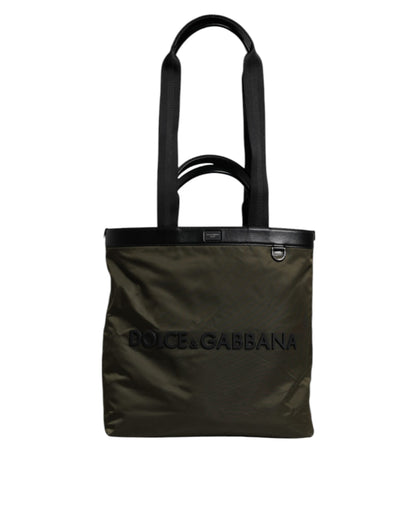 Dolce & Gabbana Military Green Nylon Shoulder Strap Tote Bag