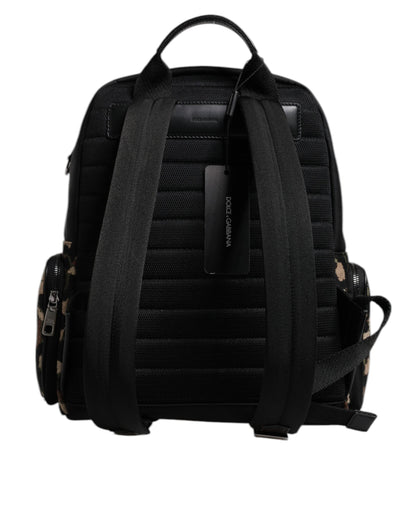 Dolce & Gabbana Multicolor Leopard Print DG Logo Plaque Men Backpack Bag