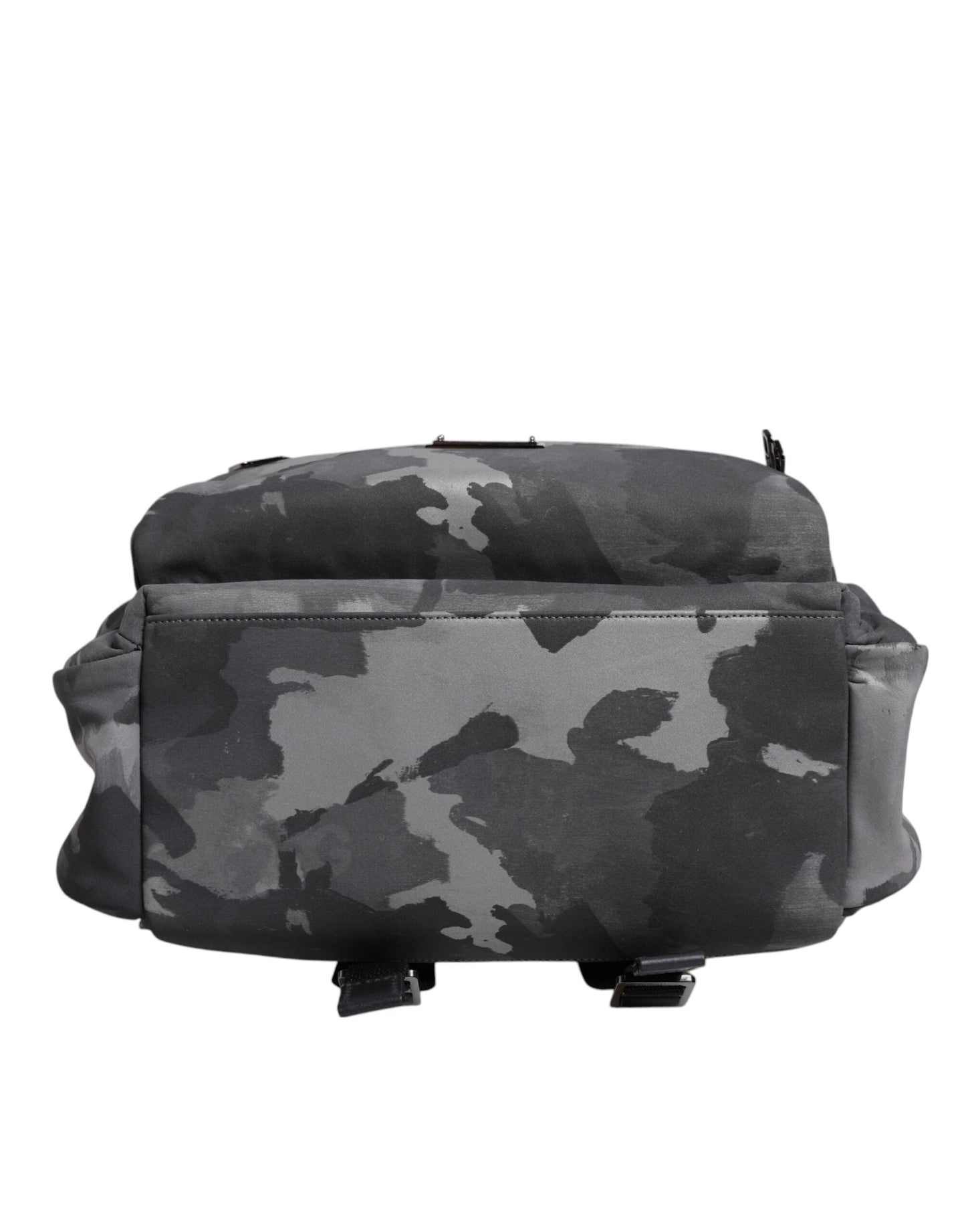Dolce & Gabbana Gray Cotton Camouflage Logo Plaque Backpack Bag