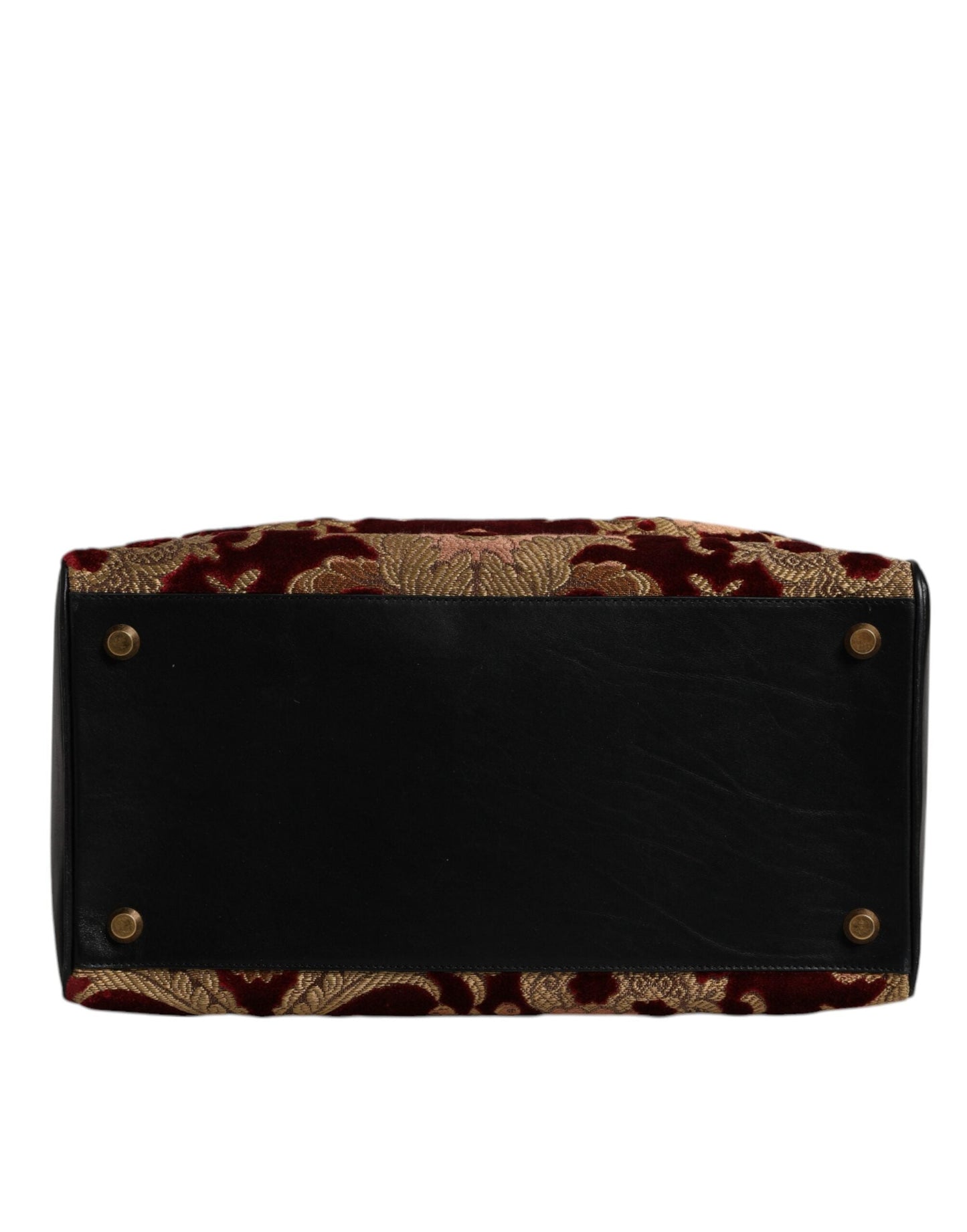 Dolce & Gabbana Multicolor Leather Brocade Velvet Travel Duffle Tote Bag