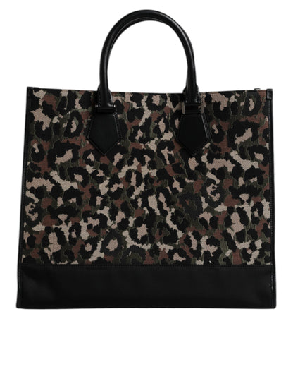 Dolce & Gabbana Multicolor Leopard Shopping Tote Shoulder Bag