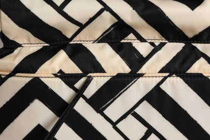 Dolce & Gabbana Black White Nylon Leather Travel Back Pack Bag